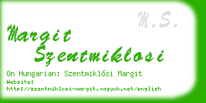 margit szentmiklosi business card
